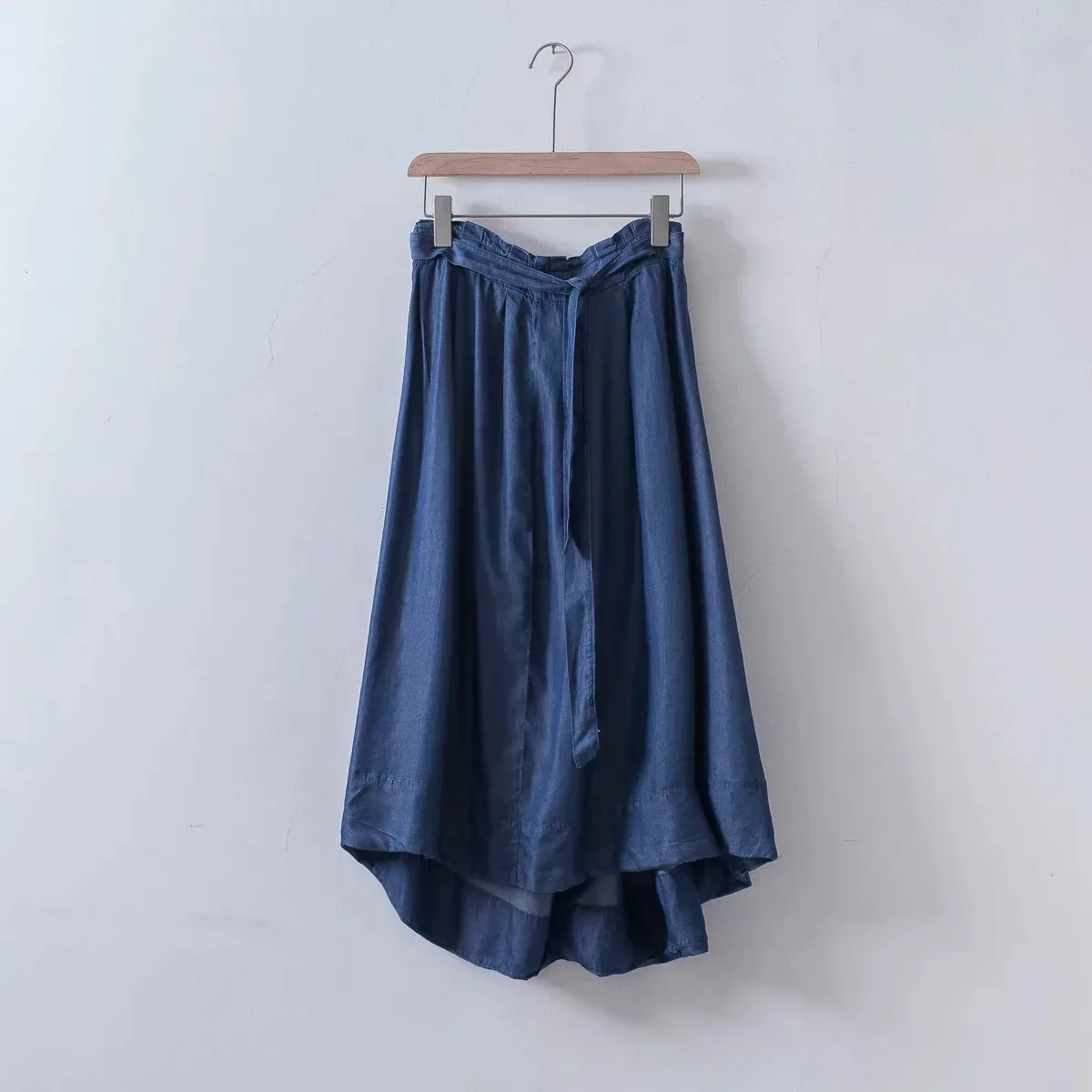 

2019 Summer New Style Versatile Sweet Elegant Solid Color Casual Waist Hugging Bud Waist Zipper Tencel Denim Skirt