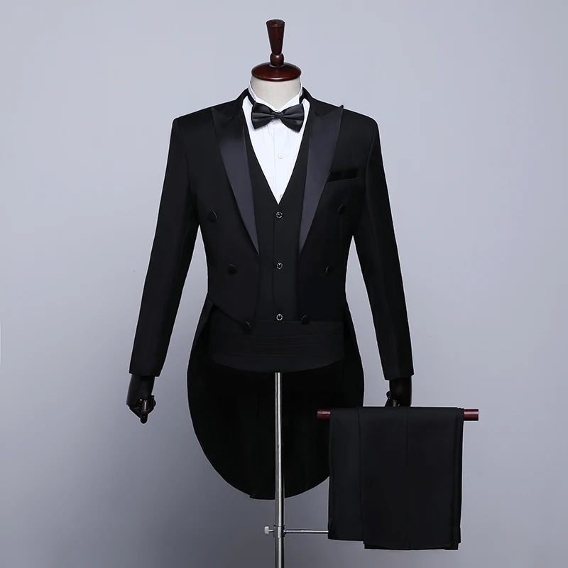 Men's Tuxedo Ballroom Dance Stage Performance Suit Magician Jacket Chorus Conductor Host Costume Men Nightclub Full Dress DL5279