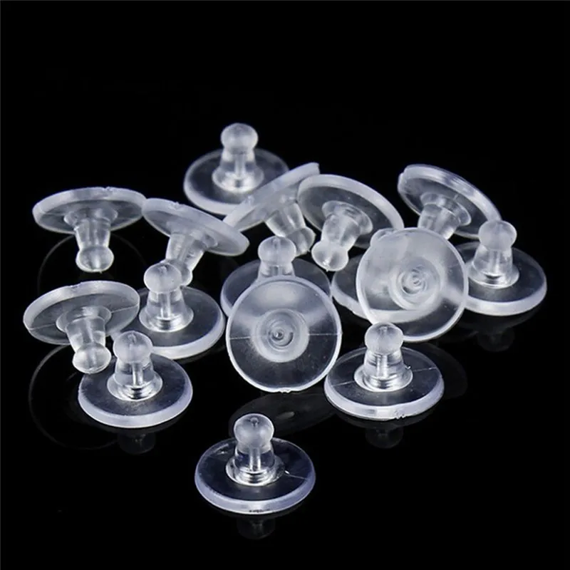 50PCS Holders Stoppers Soft Nut Silicone Heavy Duty Rubber Earring Backs Sleeves Wholesale