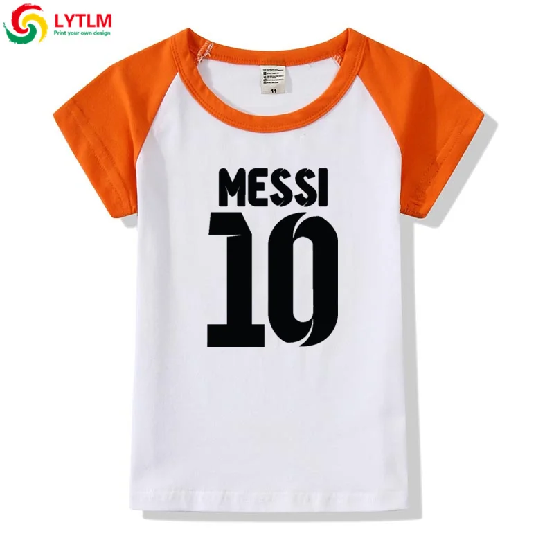 LYTLM Messi/футболка с короткими рукавами для маленьких мальчиков футболка для мальчиков Lionel Messi летняя одежда для маленьких девочек топы для маленьких девочек - Цвет: DXCJ LYCRA Orange