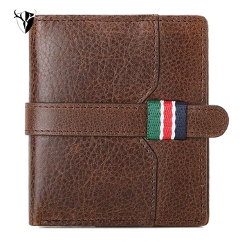

Slim Bifold neutral Wallet Genuine Leather Short Section Casual Man Purse Multi-functional Organizer Card Wallet Coin Pouch