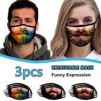 

3PCS Mouth Masks for Protection Funny Expressions Washable Earloop Face Mask Spain Mascarillas Reusable Face Bandana #YL5