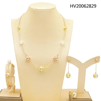 

Yulaili Trendy Brazil's Gold Necklaces Pendant Earrings Bracelet Ring for Women Wedding Dubai Jewelry Sets Accessories