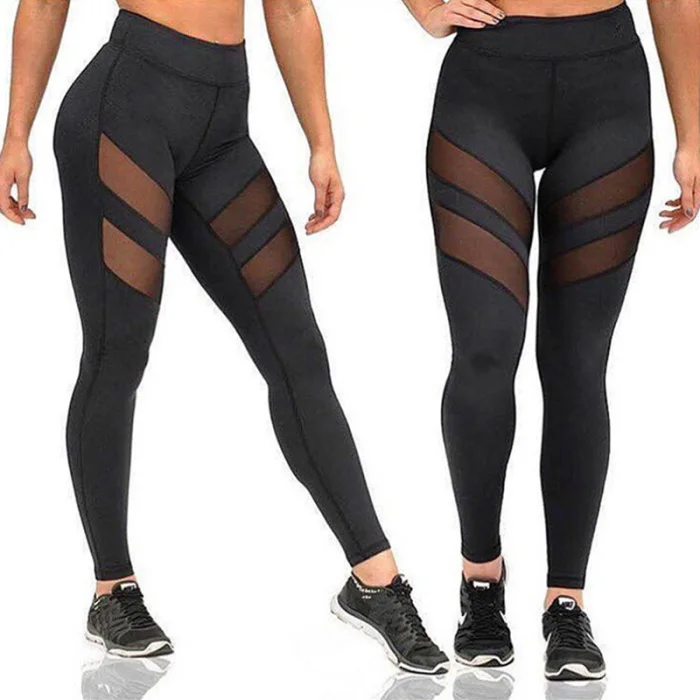 S-2XL High Waist Yoga Sports Pants Tummy Control 4 Way Stretch Mesh Breathable Women Fitness Leggings Tights Pants Sportswear