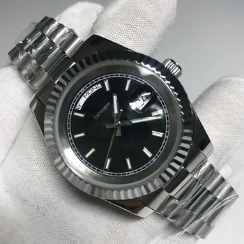 

Upscale Silver case black dial Automatic Mechanical Stainless Steel Sapphire Daydate Watch 41mm White AAA