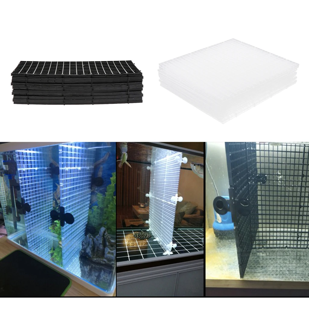 10 Pcs Grid Divider Tray Isolate Board Fish Tank Bottom Filter Tray Aquarium, 2 Colors and Sizes to Choose