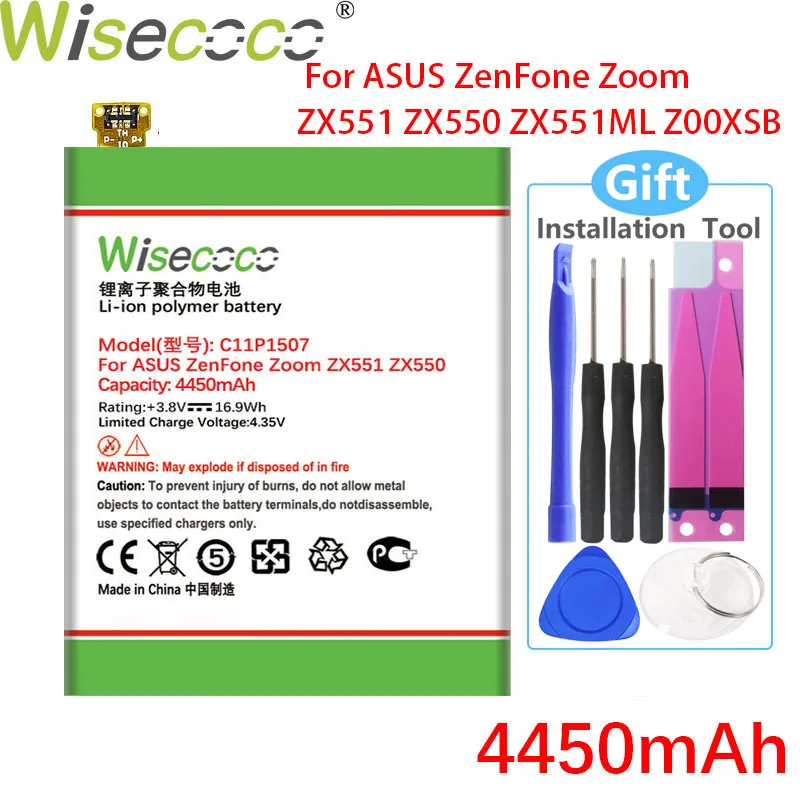 WISECOCO 4450mAh C11P1507 Аккумулятор для ASUS ZenFone Zoom ZX551 ZX550 ZX551ML Z00XSB мобильный телефон в