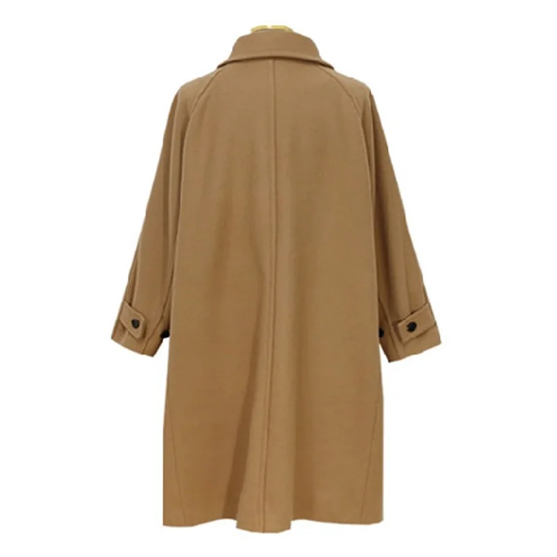 Для женщин Элегантная зимняя куртка шерсть чёрный; коричневый более Размеры пальто длинное однобортное шерстяное пальто плюс размер пальто Femme Hiver