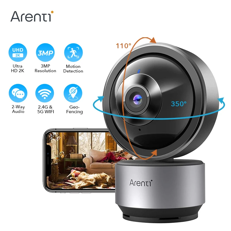 Arenti 2K HD 3MP Surveillance IP Camera 5G WiFi Smart Home Security Protection 360 Angle View Baby Monitor Video Recorder Webcam |
