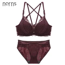 Norns, женский сексуальный комплект нижнего белья, кружевной комплект нижнего белья, пуш-ап, размера плюс, комплект с бюстгальтером из льна, красный комплект нижнего белья, бюстгальтер и трусики, комплект без косточек