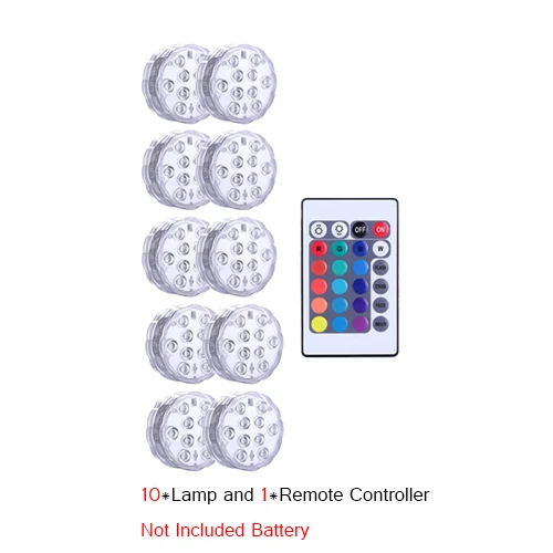 5050 RGB подводные огни на батарейках подводный ночник наружная ваза чаша Садовый пруд и бассейн вечерние лампы декора - Испускаемый цвет: 10 lamp 1controller