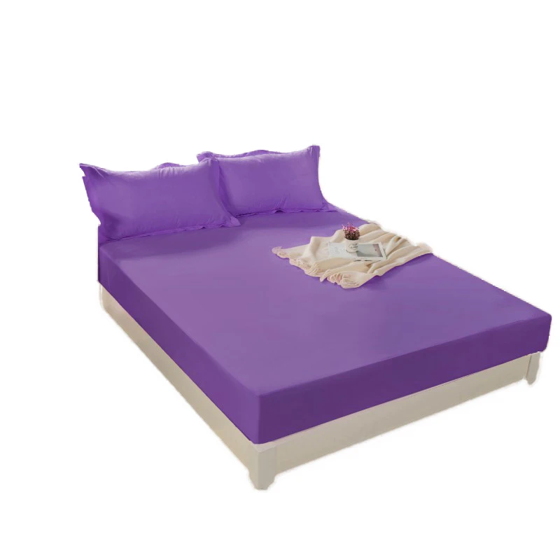 

Polyester Fabric Waterproof Elastic Fitted Sheet Solid Color Bed Linen Home Sheets Protector Mattress Cover Double Couple hot S