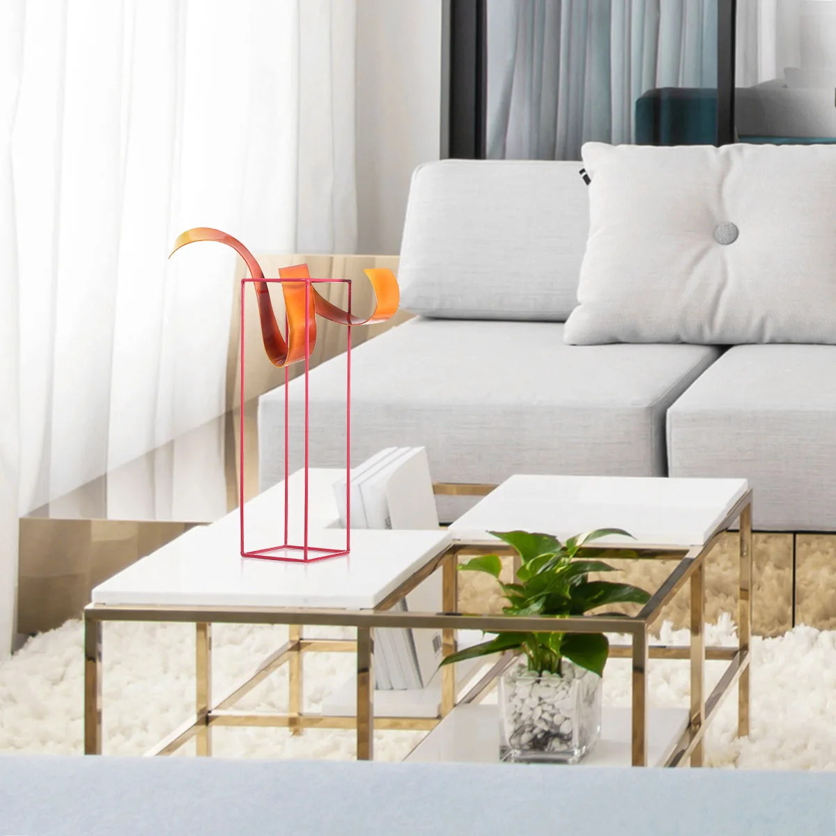 

Concise Ribbon Artwork Bud Freestanding Sculpture Abstract Modern Iron Sculpture Exquisite Desk Decor Contemporary Centerpiece