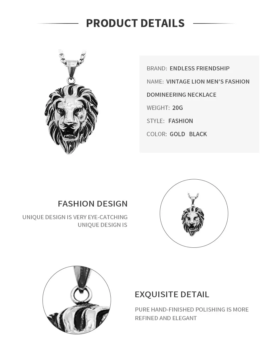 HOMOD подвеска в стиле хип-хоп с большой головой льва и ожерелье в виде короля животных, винтажная цветная цепочка в стиле хип-хоп для мужчин и женщин, ювелирное изделие, подарок