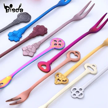 

5Pcs Creative Fruit Fork Stainless Steel Cake Forks Gold Dessert Fork Two-tine Mini Fork Used For Cake in Party Snail Fork