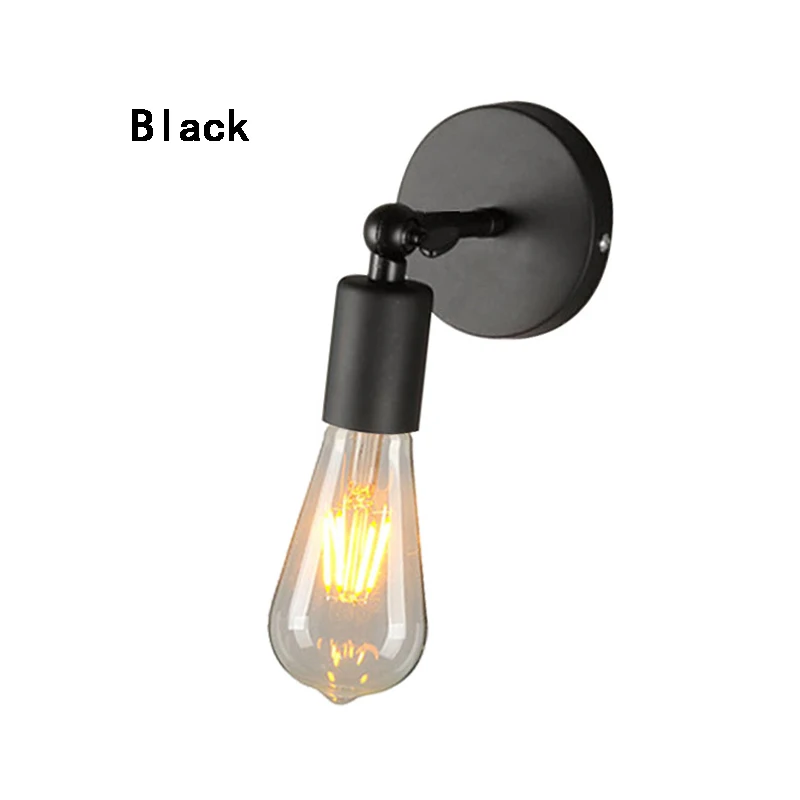 Black no bulb E27 ретро настенный светильник, скандинавский промышленный настенный светильник, железный винтажный настенный светильник для гостиной, лофт, светильник для лестницы - Цвет абажура: Black no bulb