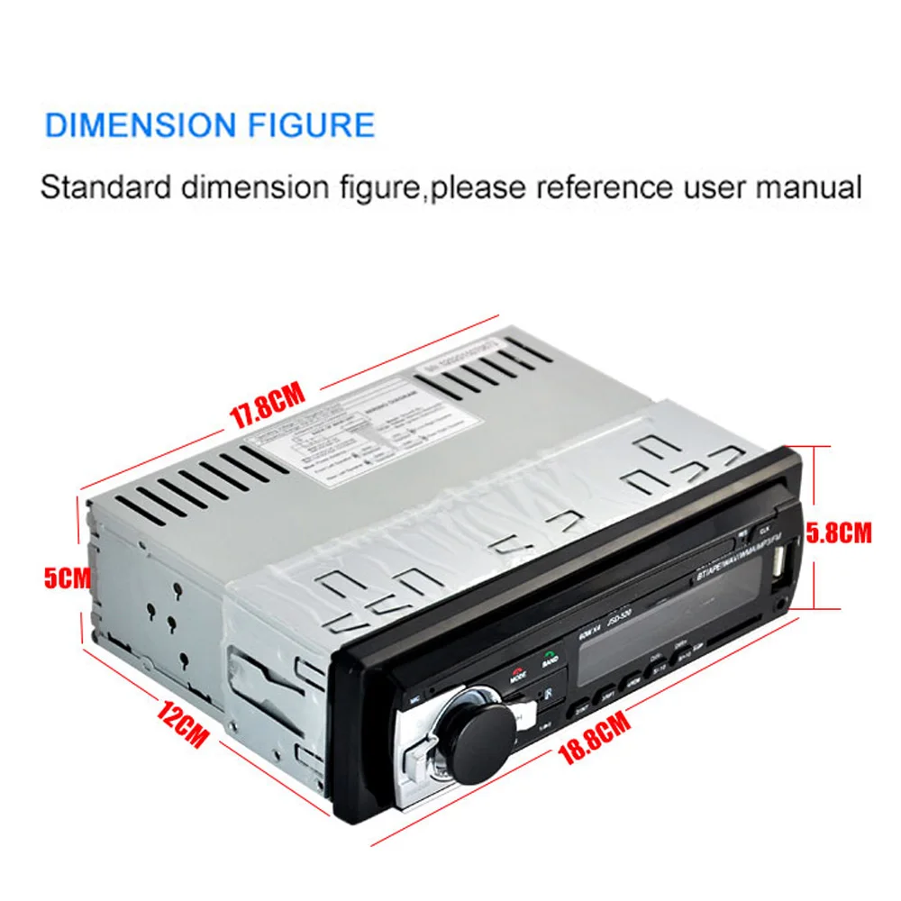Auto Radio Bluetooth 12V 1 Din MP3 Multimedia Player Car Audio Stereo Radios AUX-IN FM/USB/Receiver Hands-free Remote Control