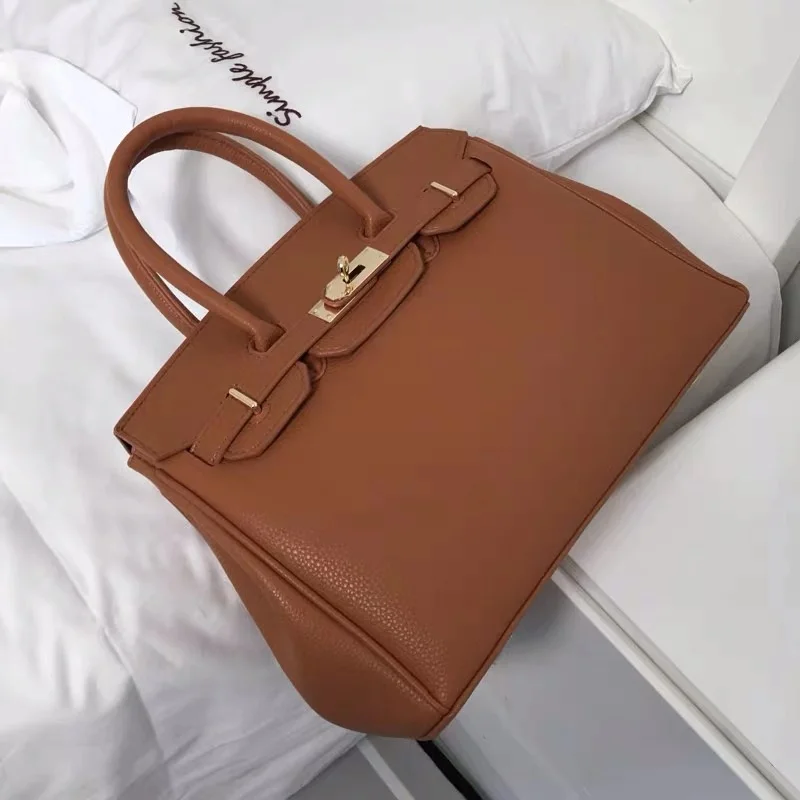 Bolsos de cuero para mujeres bolsos de lujo fashion mujeres bolsos de disevienador grande bolso de mano de Cadena de cuero b - Цвет: Шоколад
