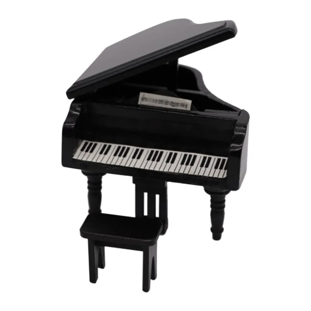Simulation furniture toy TOP Miniature Wooden Grand Piano Mini Doll Furniture Model For 1/12 Dollhouse 6.26