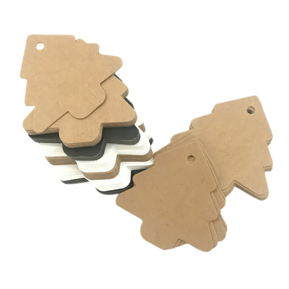 

50PCS DIY Natural Wooden Chip Christmas Tree Hanging Ornaments Pendant Kids Gifts Tree Shape Xmas Ornaments Decorations d2