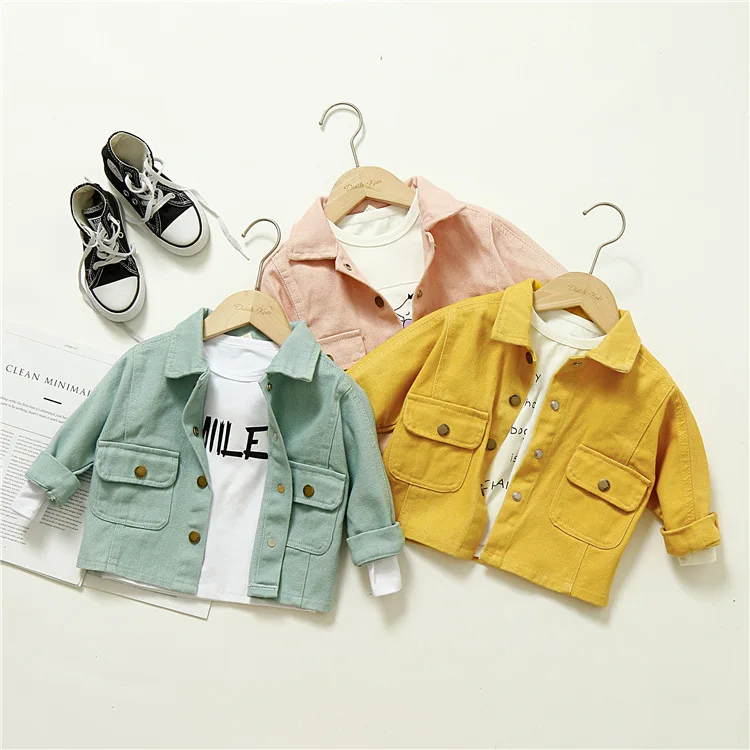 

South Korea Children 19 New Style Korean-style Solid Color Washing Pure Cotton Soft Textured Jacket Children Boutique Quality Co