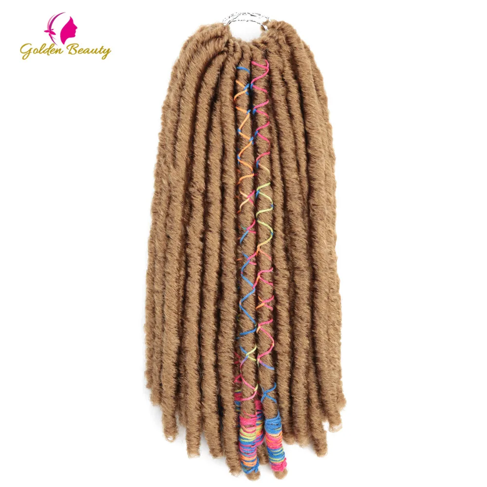 

Golden Beauty 18" Long Faux Locs Synthetic Braiding Hair Extensions Soft Crochet Braids Hair With color Line Dreadlocks Styles