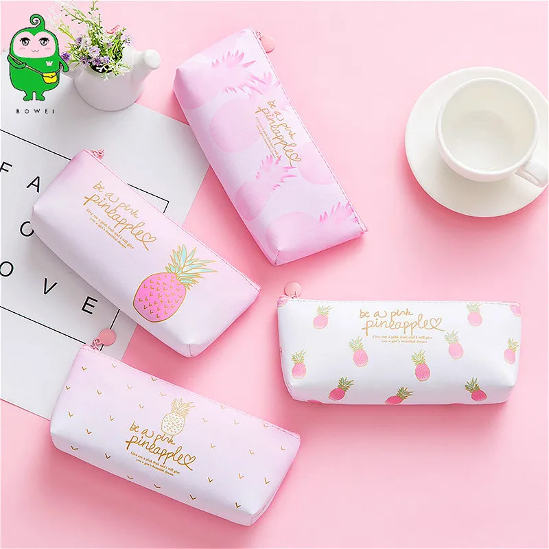 1 шт Kawaii Pu пенал Чехол ананас подарок Estuches школьная Пенал сумка карандаш школьные