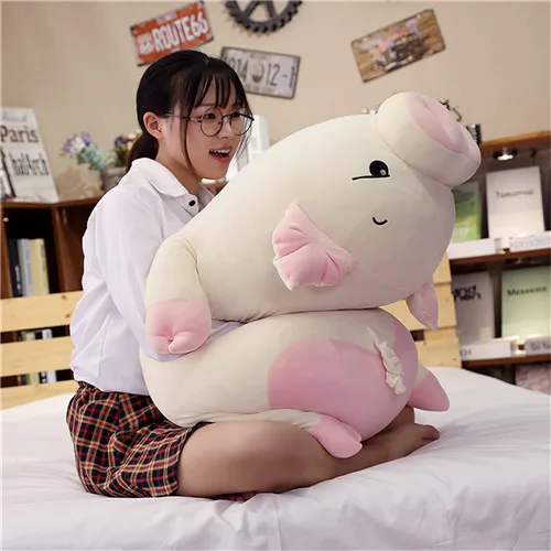 Fancytrader 43'' Kawaii Big Cartoon Pig Plush Toy Big Stuffed Fat Pink Pigs Hugging Pillow for Kids Girlfriend 110cm 2 Colors (9)