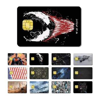 

Magic Shark Flag Venom Wood Print Mountain Super Man Fashion PVC Credit Card No Fade Skin Sticker Film Case