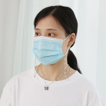 

Butterfly Pearl Mask Lanyard Eyeglasses Cord 2 Layers Necklace Eyewear Non Slip Neck Chain Hanging Strings cuelga mascarillas#38