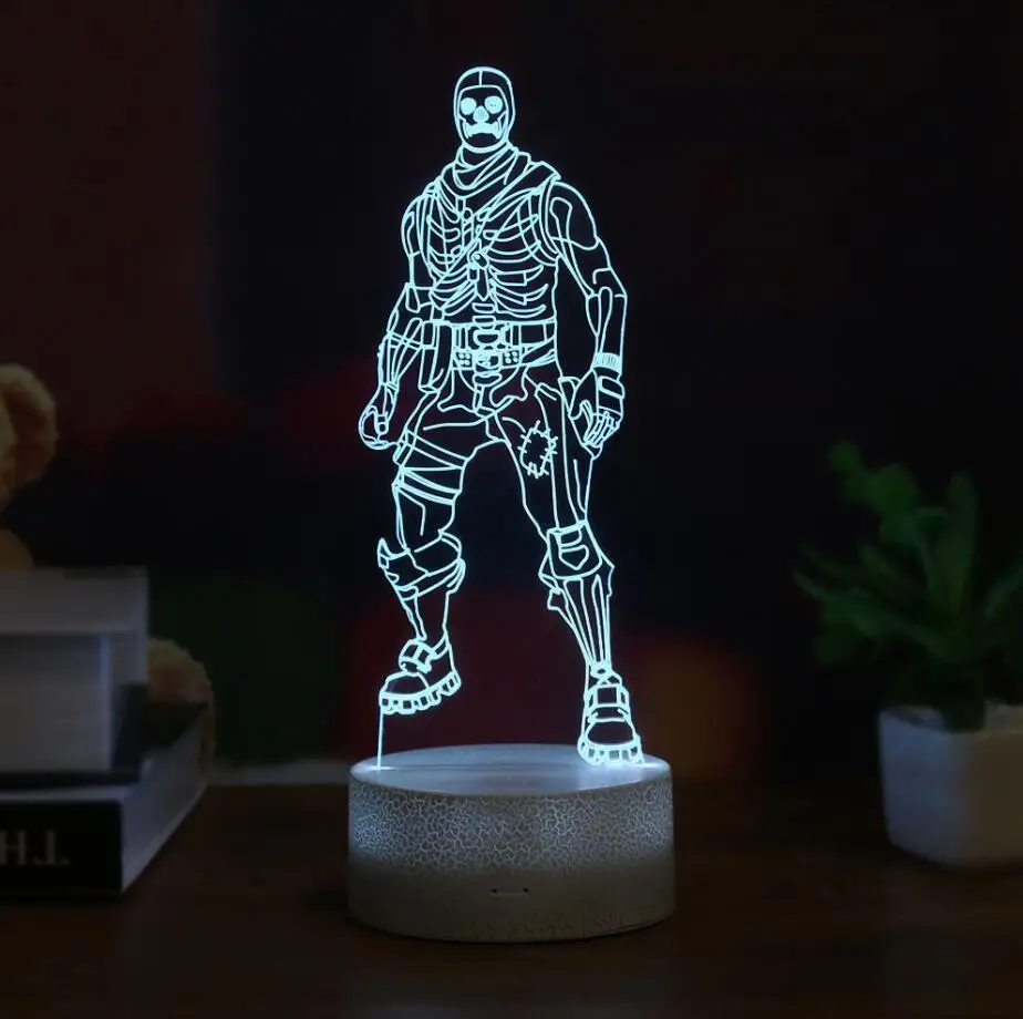 Игровой персонаж 3D лампа светодиодный 7 цветов сенсорный выключатель, настольная лампа лама акриловое украшение ночник Подарки для детей - Испускаемый цвет: Skull trooper