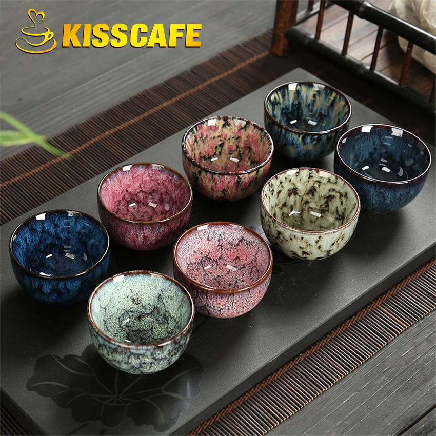 8 pcs/set Chinese Ceramic Tea Cup Ice Cracked Glaze Cup Kung Fu teaset Small Porcelain Tea Bowl Teacup Accessories Drinkware