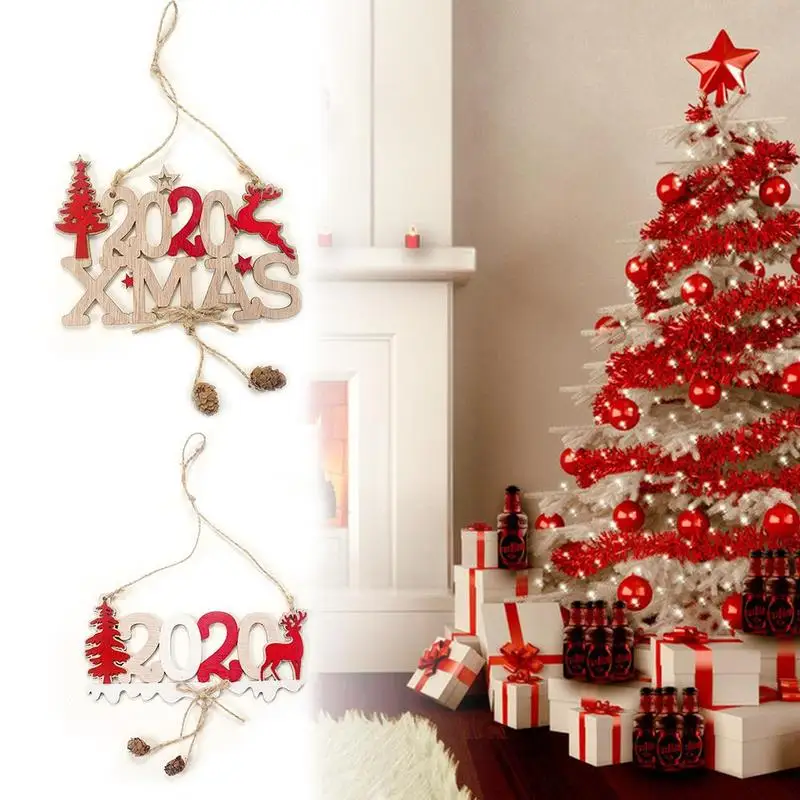 

2020 Letterwooden Pendant With Hemp Rope New Year Gifts Christmas Tree Decoration For Home Christmas Ornaments Christmas Decor