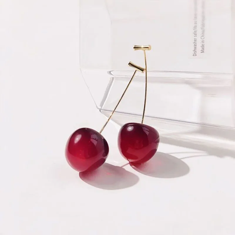 Drop Earrings Dangle Pendant Cherry Fruit Design Earrings Japan Korean Cherry Fruit Shaped Drop Earrings Women Sweet Girls Cute Jewelry Gifts