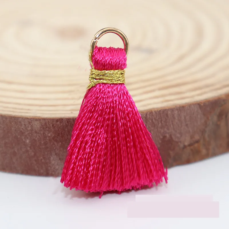 Rose red tassels 20 шт. висячие кольца золотая нить бахрома подвеска «сделай сам» ремесла маленькие шелковые кисточки отделка одежды шторы серьги украшения - Цвет: Rose red tassels