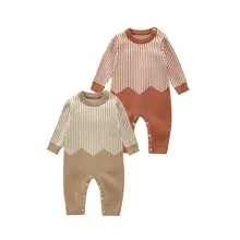 Barboteuse en tricot pour bébé fille et garçon, combinaisons à rayures, vêtements d'automne