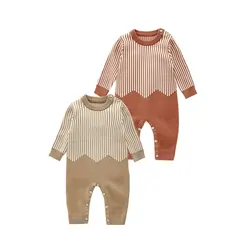 Autumn New Baby Rompers Girl Baby Knit Jumpsuits Infant Boys Clothing Striped