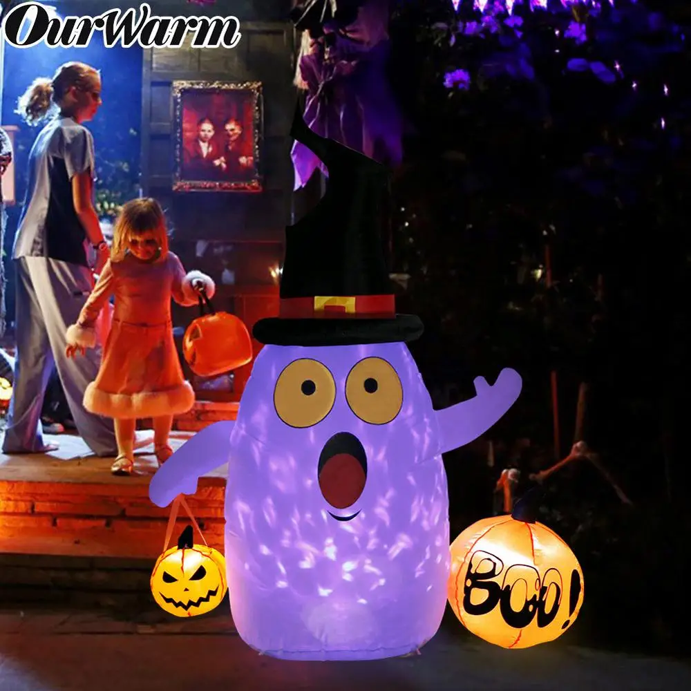 

OurWarm Halloween Inflatable Pumpkin Decoration Inflatable Ghost Color Changing Light Show Halloween Outdoor Decoration