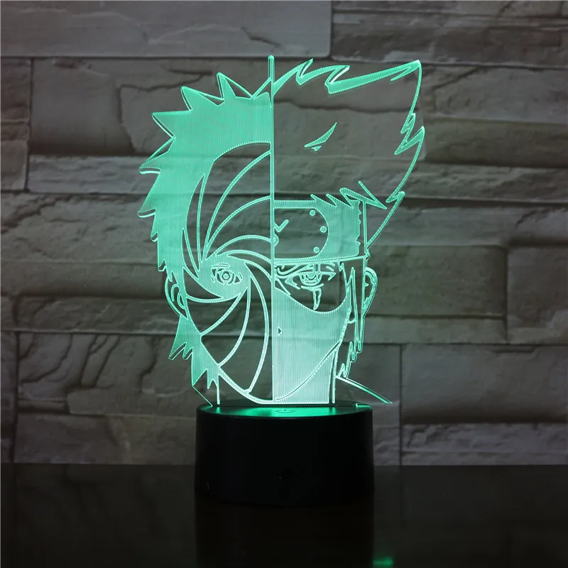 Наруто настольная лампа Hatake kakahi 3D оптическая прикроватная лампа RGB 7 Красочный светодиодный ночник USB лампа зажигающаяся от прикосновения подарок для детей 2892