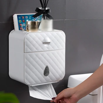 

Toilet Paper Holder Tissue Box Wall-mounted Home Bathroom Sundries Storage Box High Adsorption Household