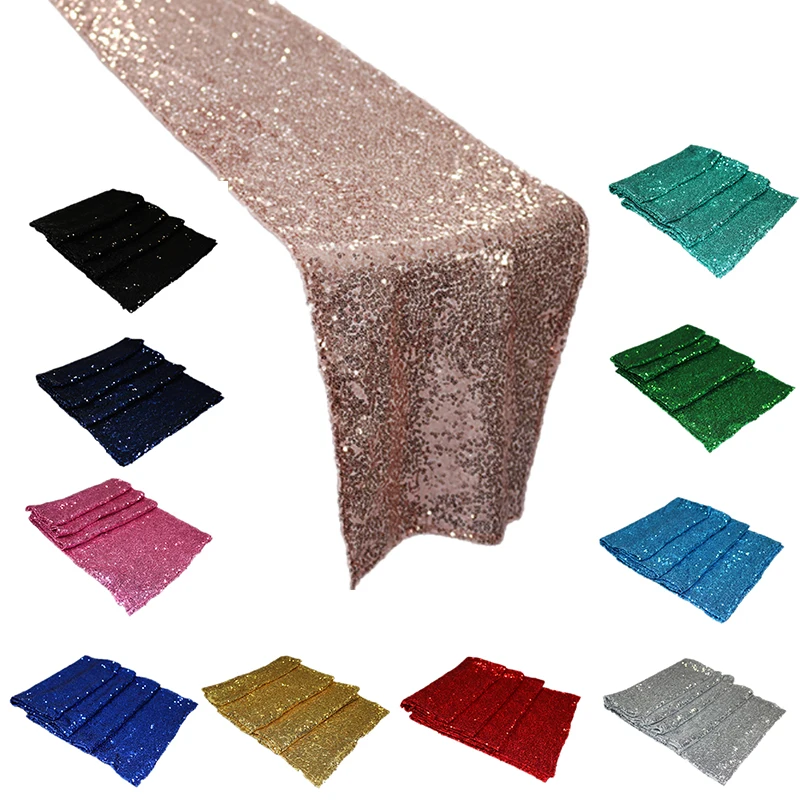 Table-Runners Christmas-Cloth-Decor Chemin-De-Mariage Rose-Gold Sequin Weddings Sparkly
