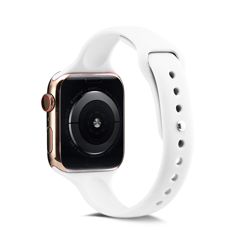 Ремешок для часов Apple Watch 38 мм 42 мм 44 мм 40 мм IWatch 4 3 2 1 спортивный силиконовый ремешок тонкий браслет аксессуары для часов - Цвет ремешка: White