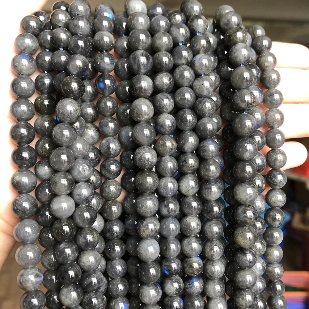Natural Labradorite Round Stone Beads Jewelry Making Loose Beads Gemstone 15"DIY 