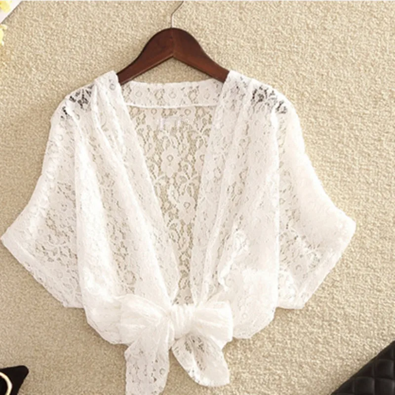 Модная женская кружевная короткая накидка с коротким рукавом| |