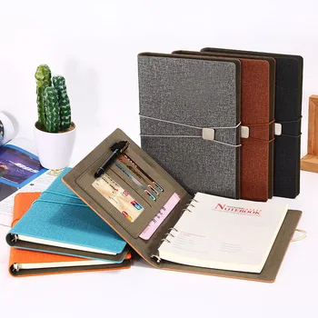 

Business Folder Office School Notebook Journal Spiral Ring Binder Planner Notebook A5 Leather Agenda Schedule Notebook