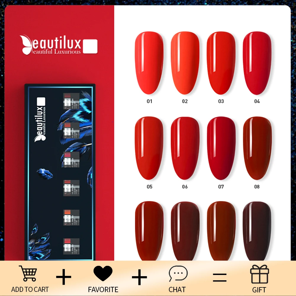 Beautilux Gel Nail Polish Lot Soak Off UV LED Semi Permanent Nails Gels Kit Lacquer Nail Art Design Varnish Wholesale Set of 6