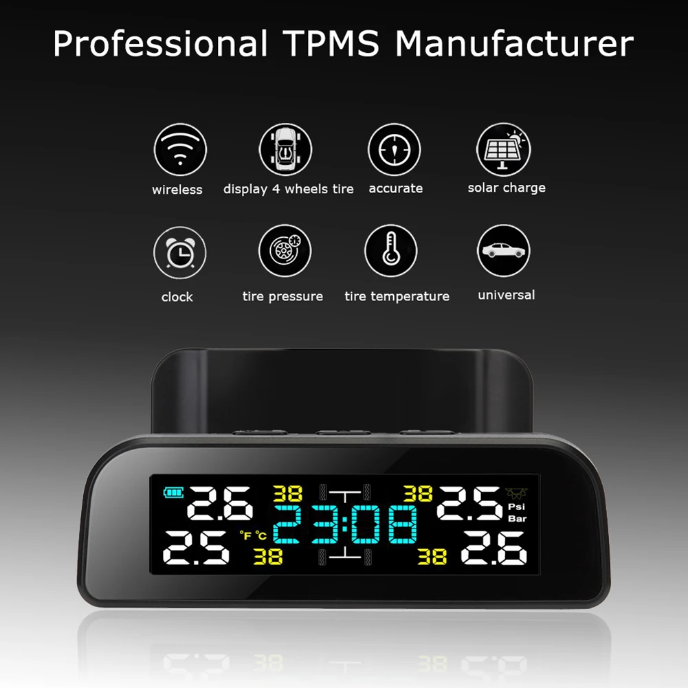 VODOOL TY17/TY18 ¾翭 ڵ TPMS Ÿ̾ з ͸ ý LCD ð ð ÷ 4  ڵ Ÿ̾ µ ˶, ¾籤 ڵ Ÿ̾ з ͸ ý