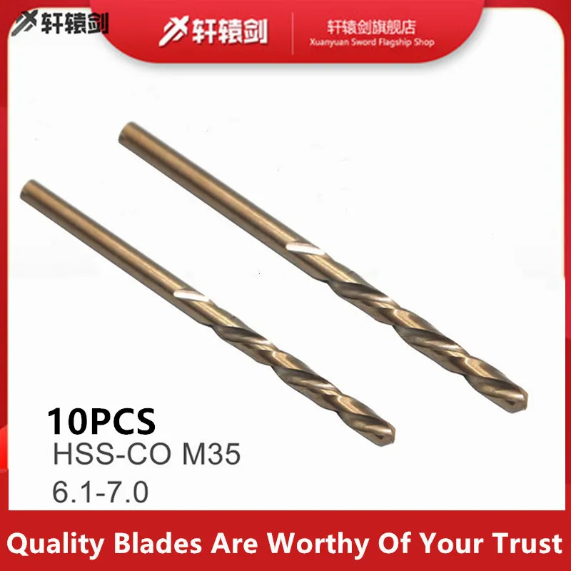 10PCS Twist Drill Bits 6.1 6.2 6.3 6.4 6.5 6.6 6.7 6.8 6.9 7mm HSS-CO M35 Cobalt Steel Straight Shank For Stainless | Инструменты