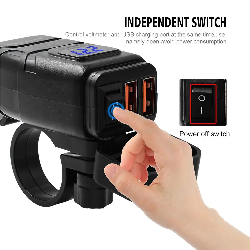 

Dual USB Port Waterproof Motorbike Motorcycle Handlebar Charger Quick Change 12V Power Adapter suporte celular moto