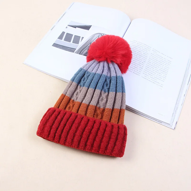 Красный Зимние шапки для женщин Шапки Kintted Beanies женские шапки Теплые шапки зимняя шапка женские шапки женские теплые Kintted Skullies осень - Цвет: Красный